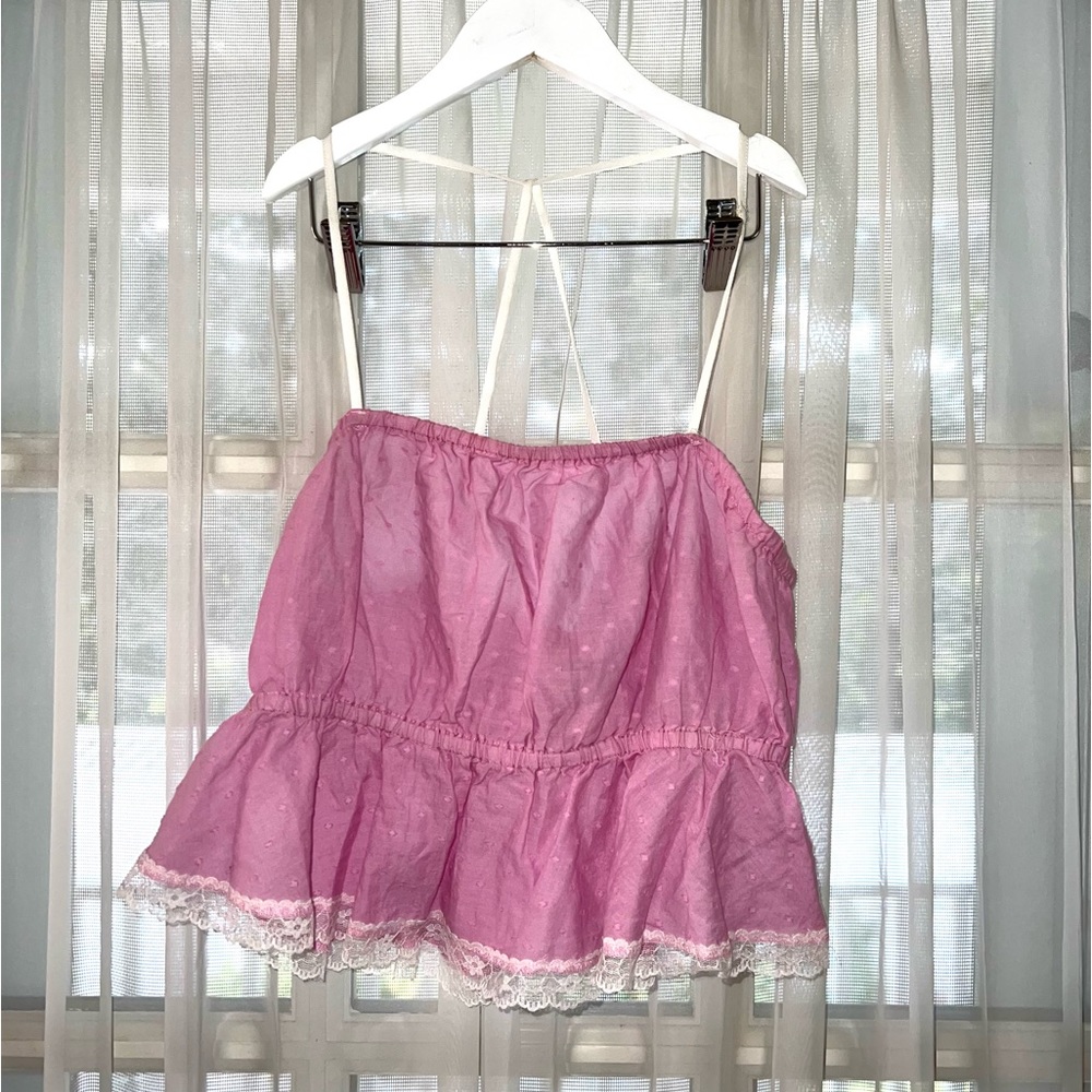 Pink Urban Outfitters Flowy Tank Top w Polka Dots